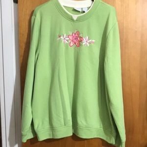 Kim Rogers sweatshirt appliquéd flowers 2X